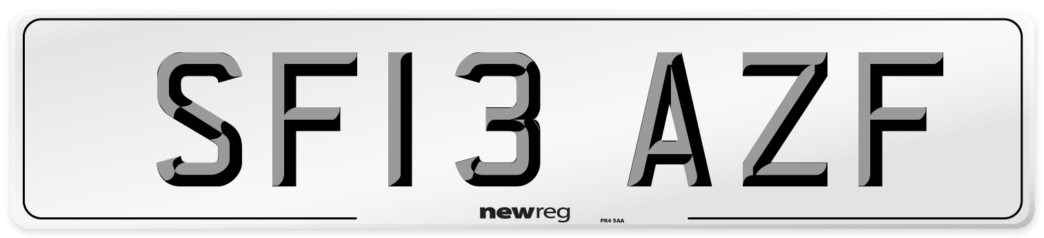 SF13 AZF Number Plate from New Reg